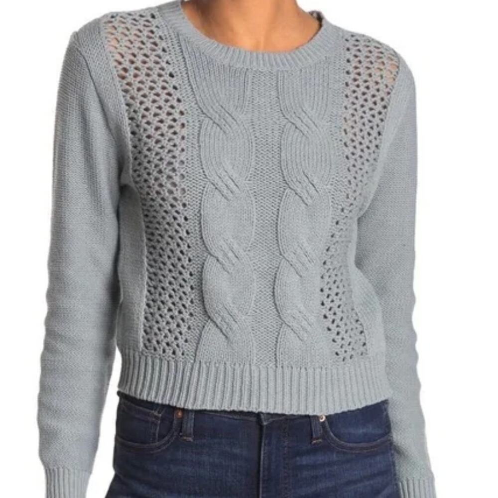 Abound Sweater Size M Cable Knit Fisherman Cotton Brunch Cozy Capsule Wardrobe